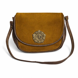RARE VTG Coronado Leather Suede Luxury Messenger Bag Lion Head Crest 70s Boho